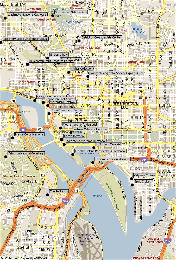 Map of Washington DC attractions